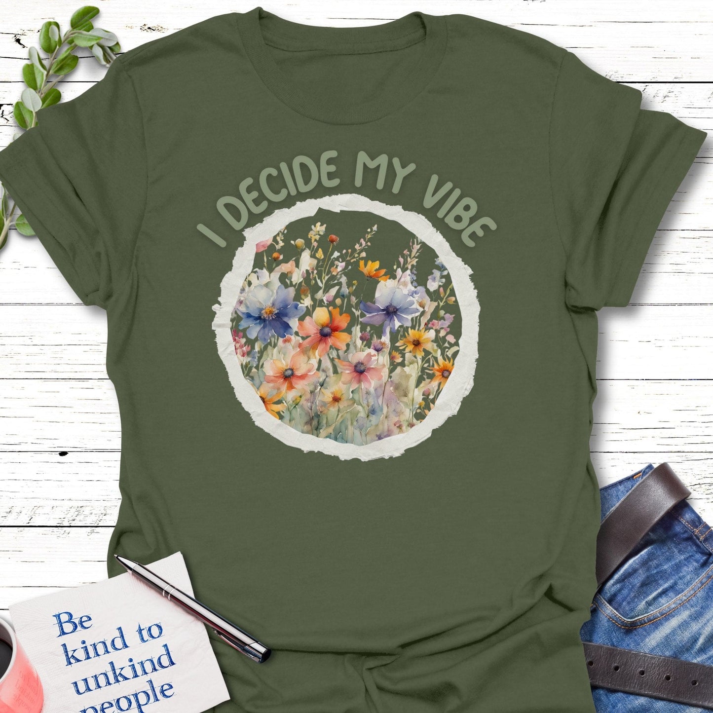T-Shirt Military Green / S Vibe Creator T-Shirt Echo Kindness Printify