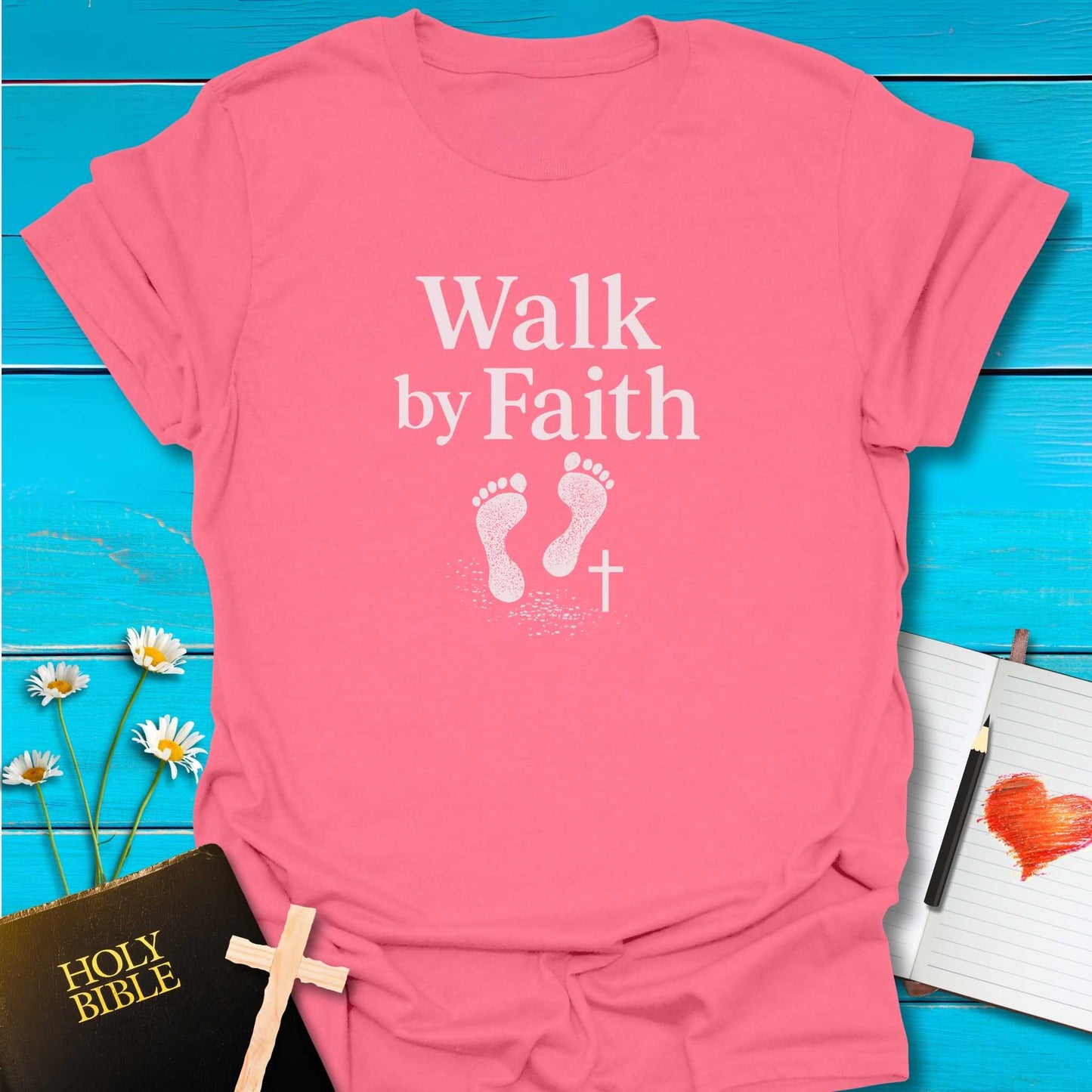 T-Shirt Coral Silk / S Walk by Faith Footprint T-Shirt Echo Kindness Printify