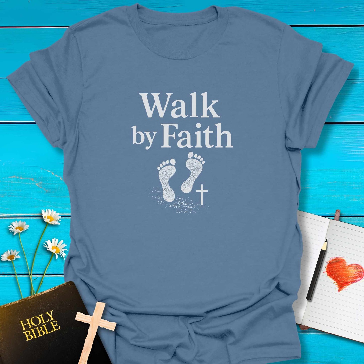T-Shirt Indigo Blue / S Walk by Faith Footprint T-Shirt Echo Kindness Printify
