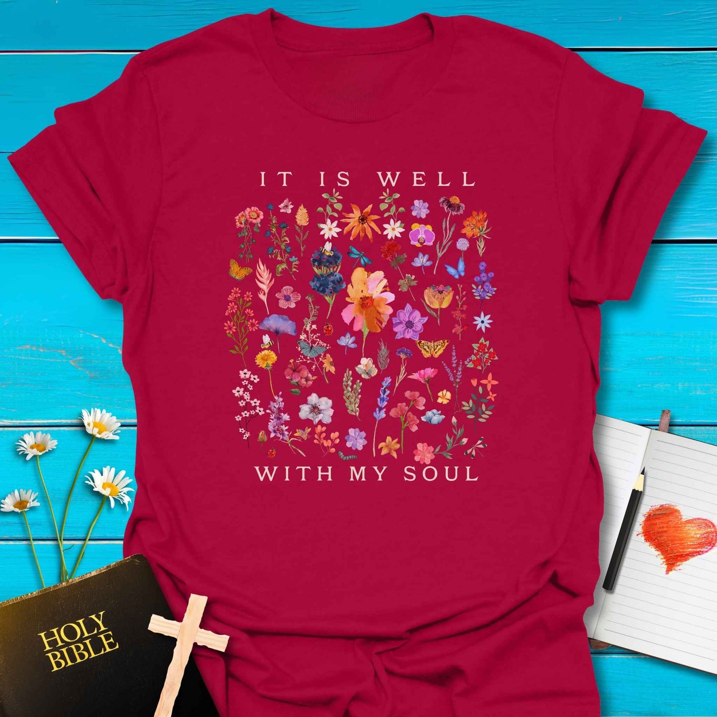 T-Shirt Antique Cherry Red / S Well Soul T-Shirt Echo Kindness Printify