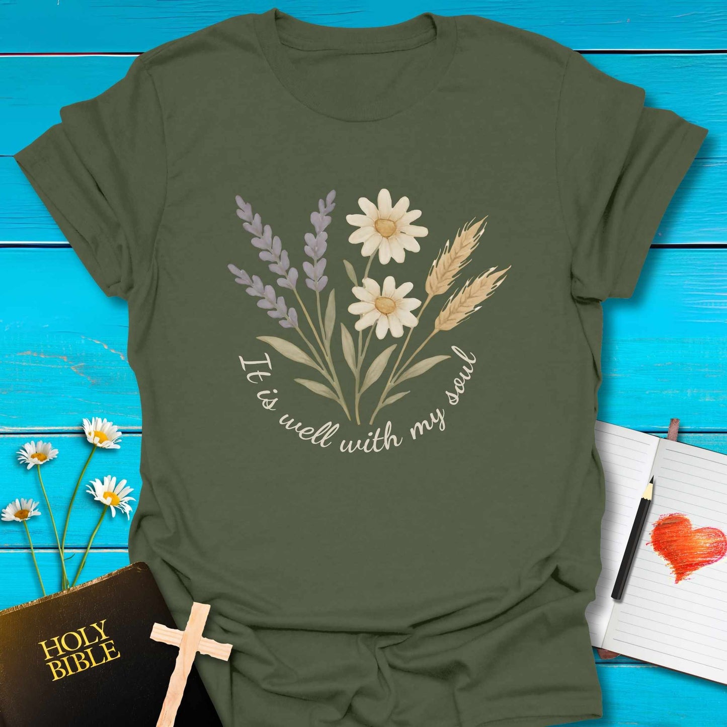 T-Shirt Military Green / S Well Soul T-Shirt Echo Kindness Printify