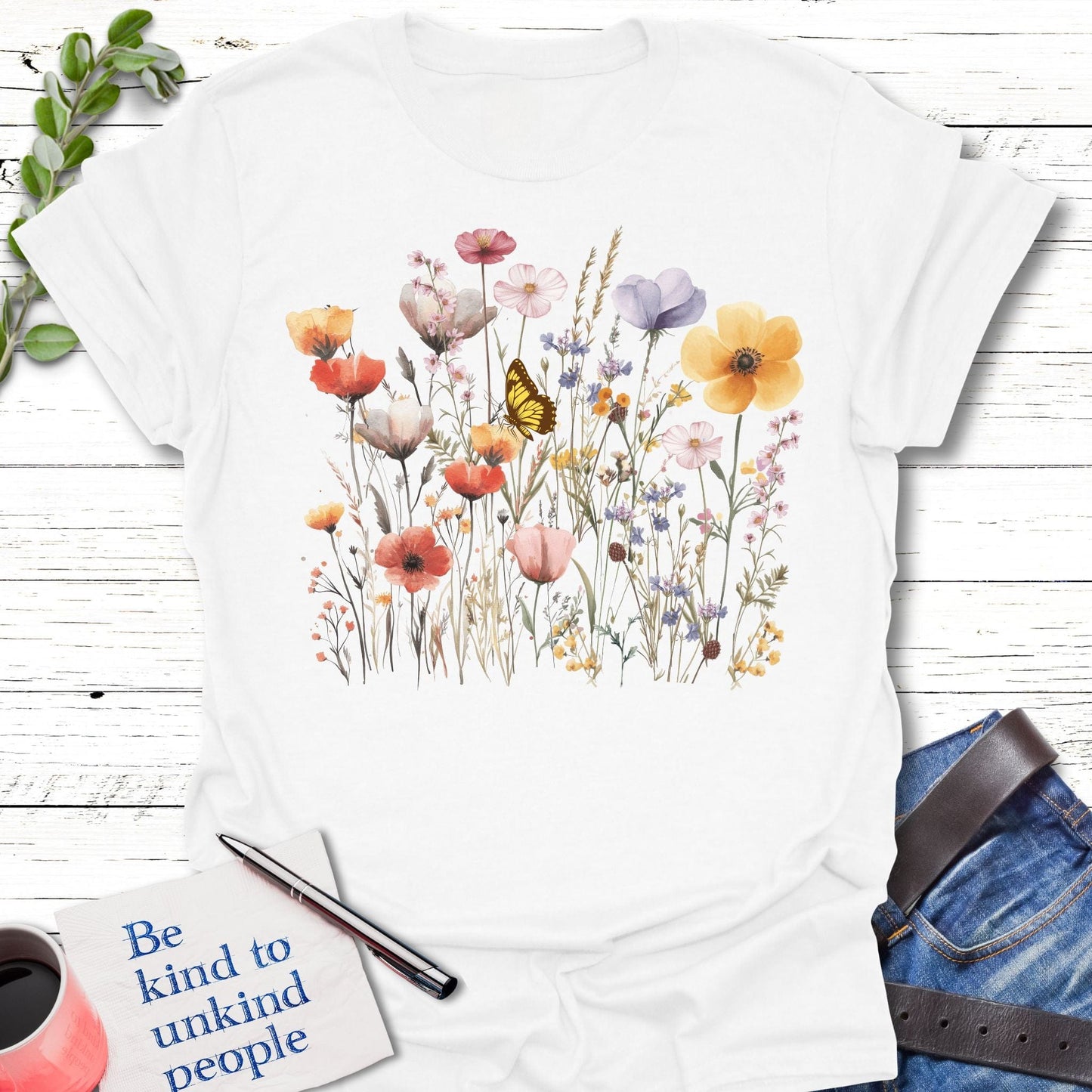 T-Shirt White / S Wildflower Kiss T-Shirt Echo Kindness Printify
