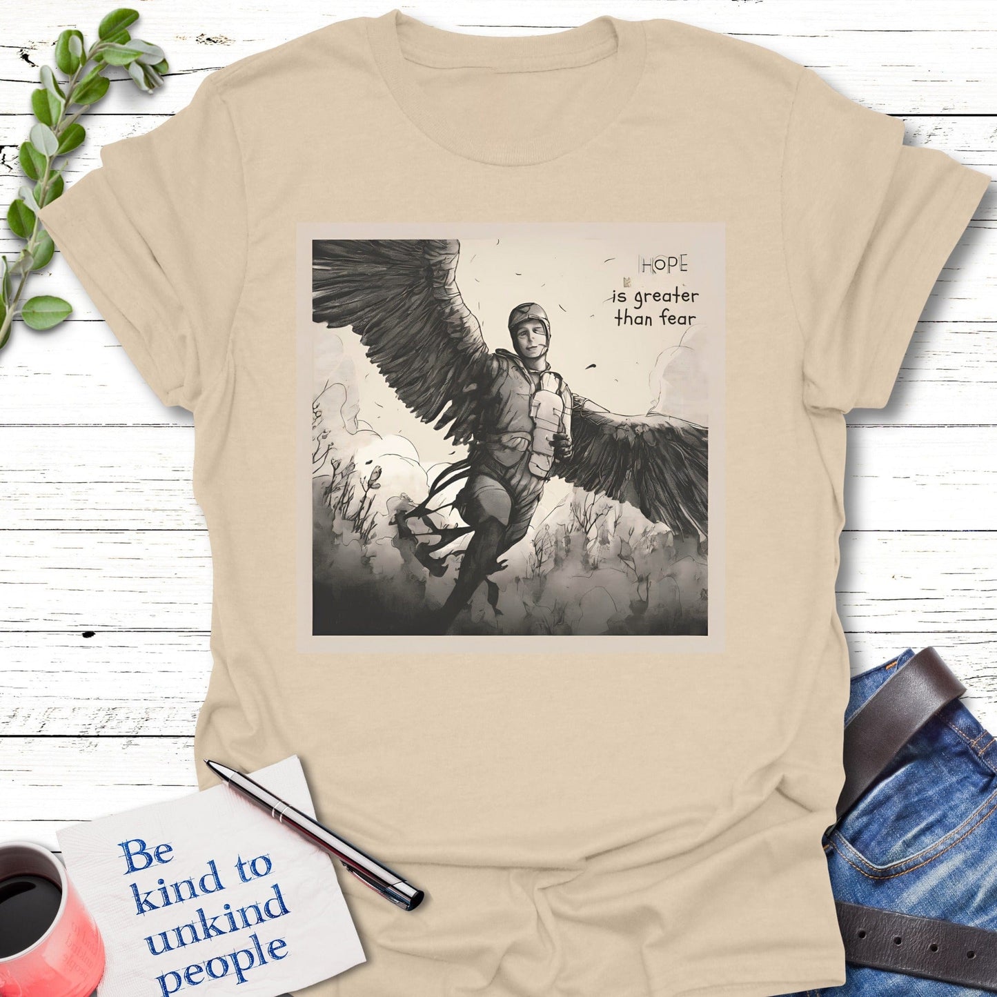 T-Shirt Sand / S Wings of Hope T-Shirt Echo Kindness Printify