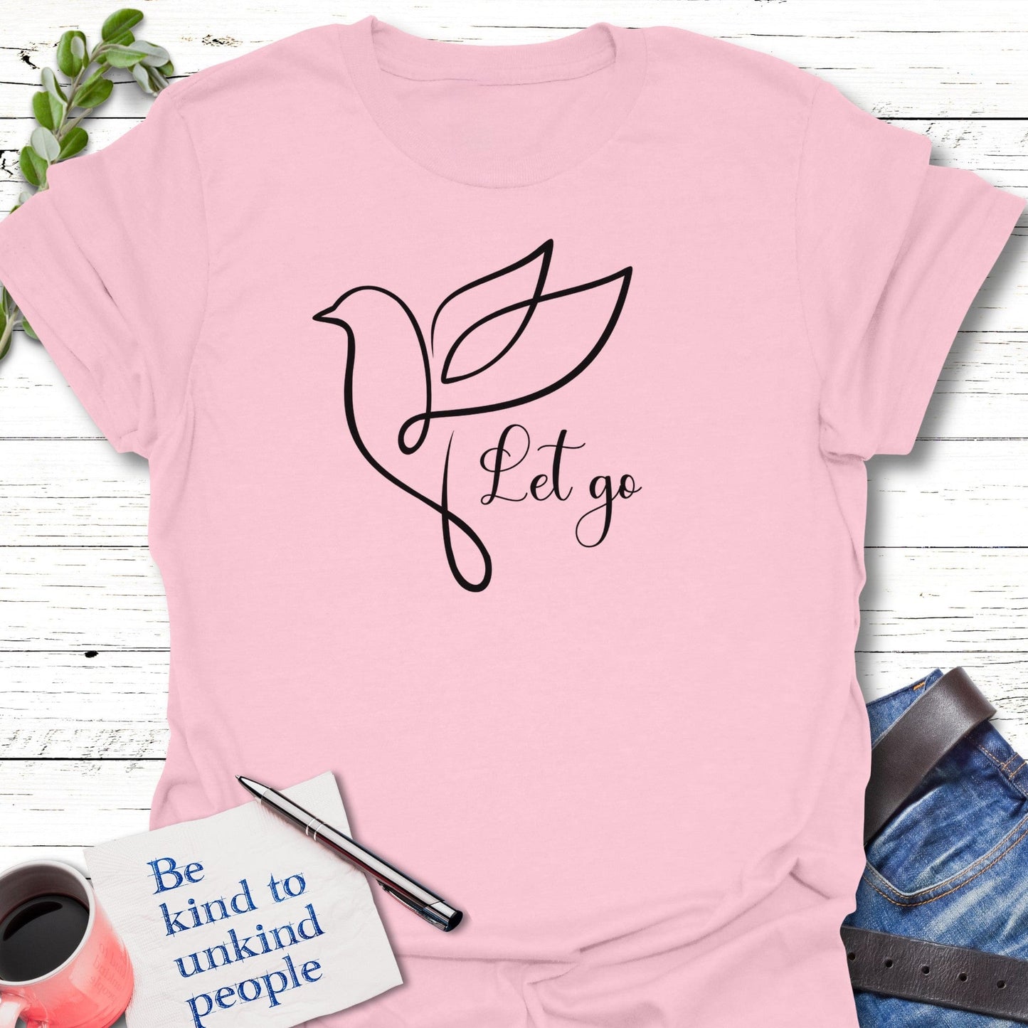 T-Shirt Light Pink / S Wings of Release T-Shirt Echo Kindness Printify