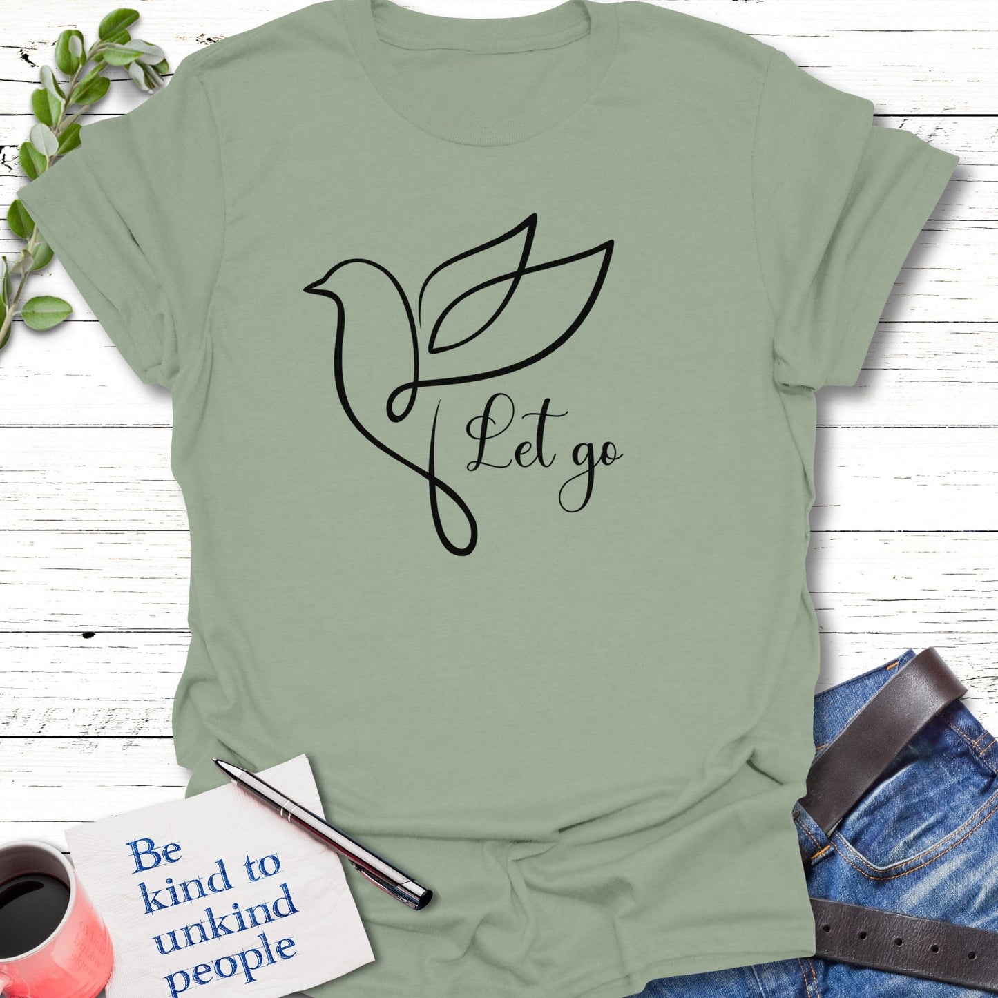 T-Shirt Sage / S Wings of Release T-Shirt Echo Kindness Printify