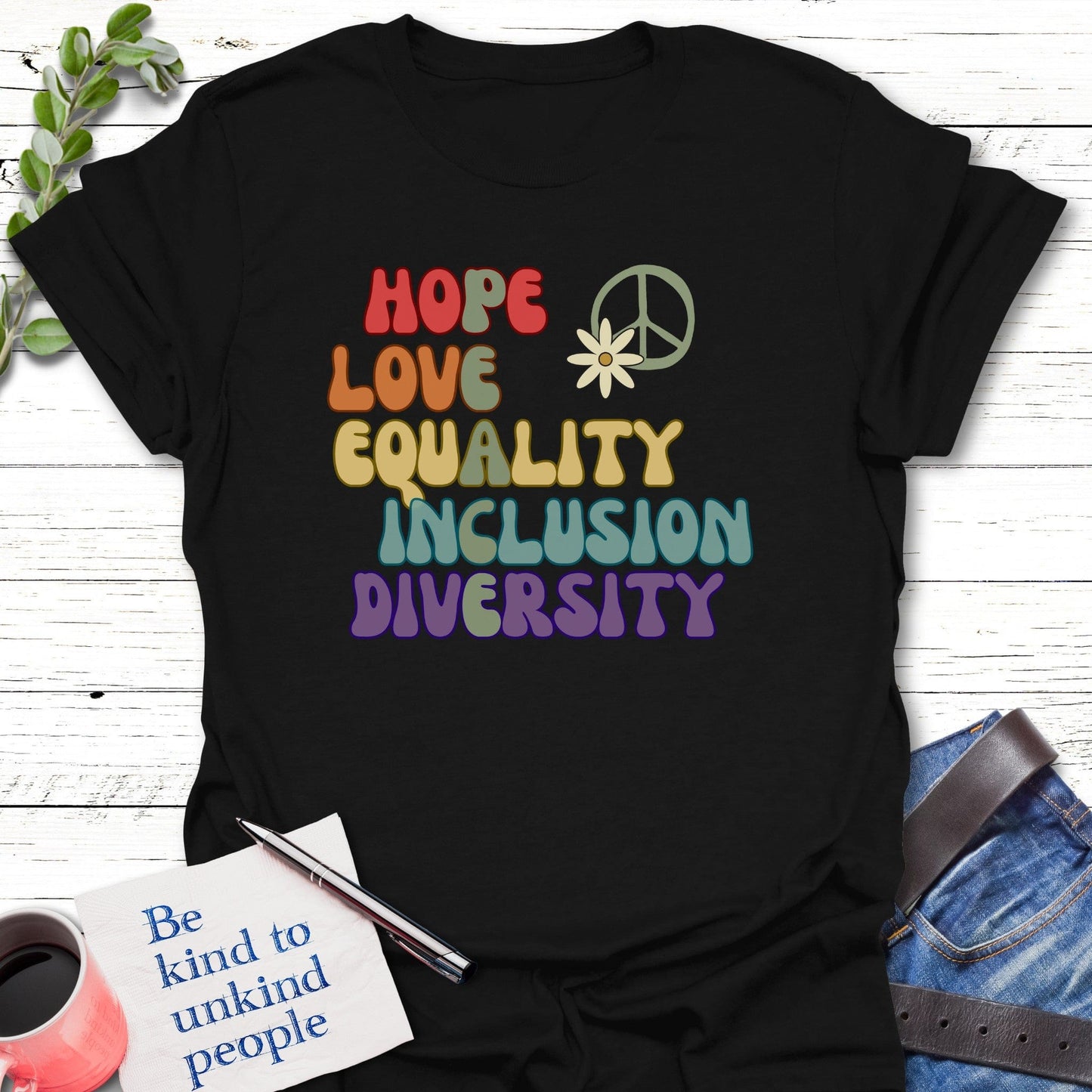 T-Shirt Black / S Words of Peace T-Shirt Echo Kindness Printify