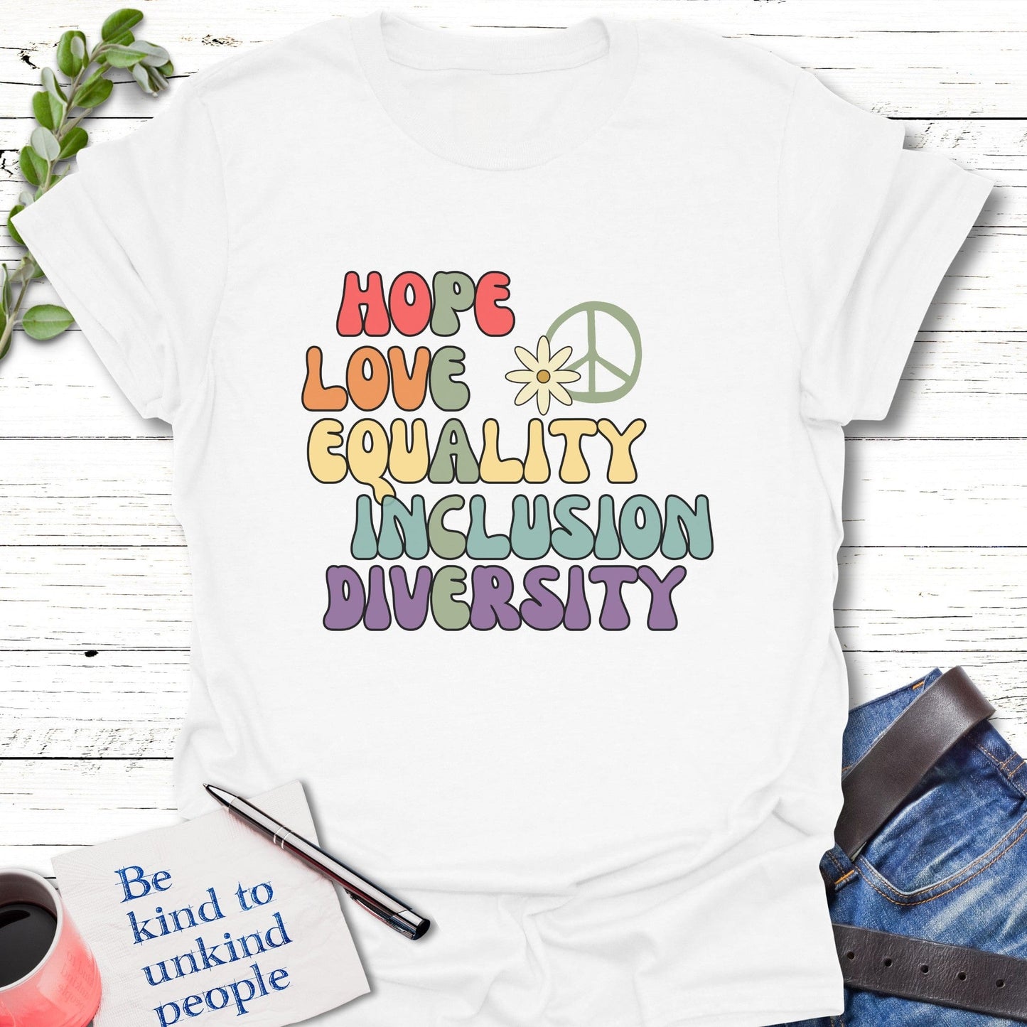 T-Shirt White / S Words of Peace T-Shirt Echo Kindness Printify