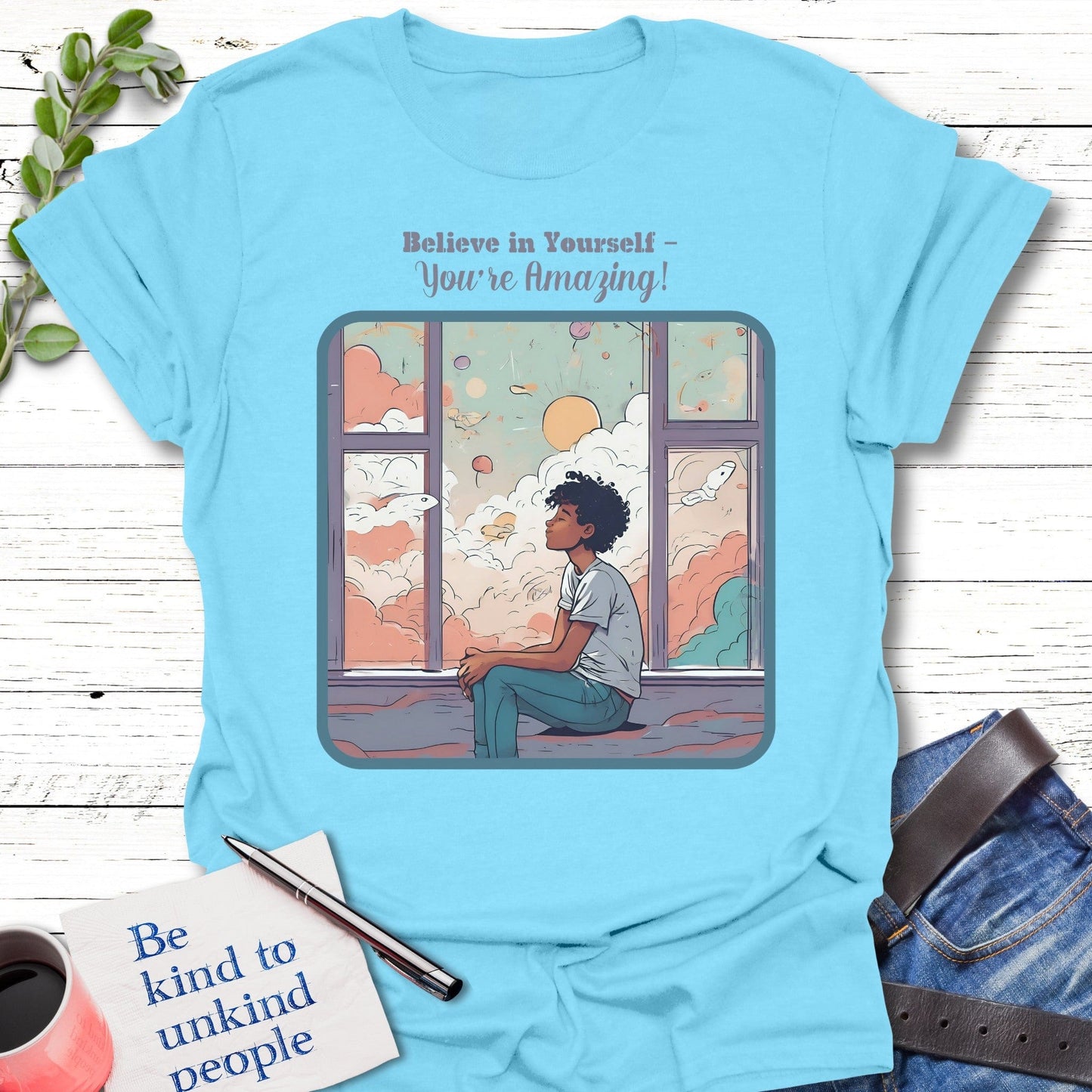 T-Shirt Sky / S You're Amazing T-Shirt Echo Kindness Printify
