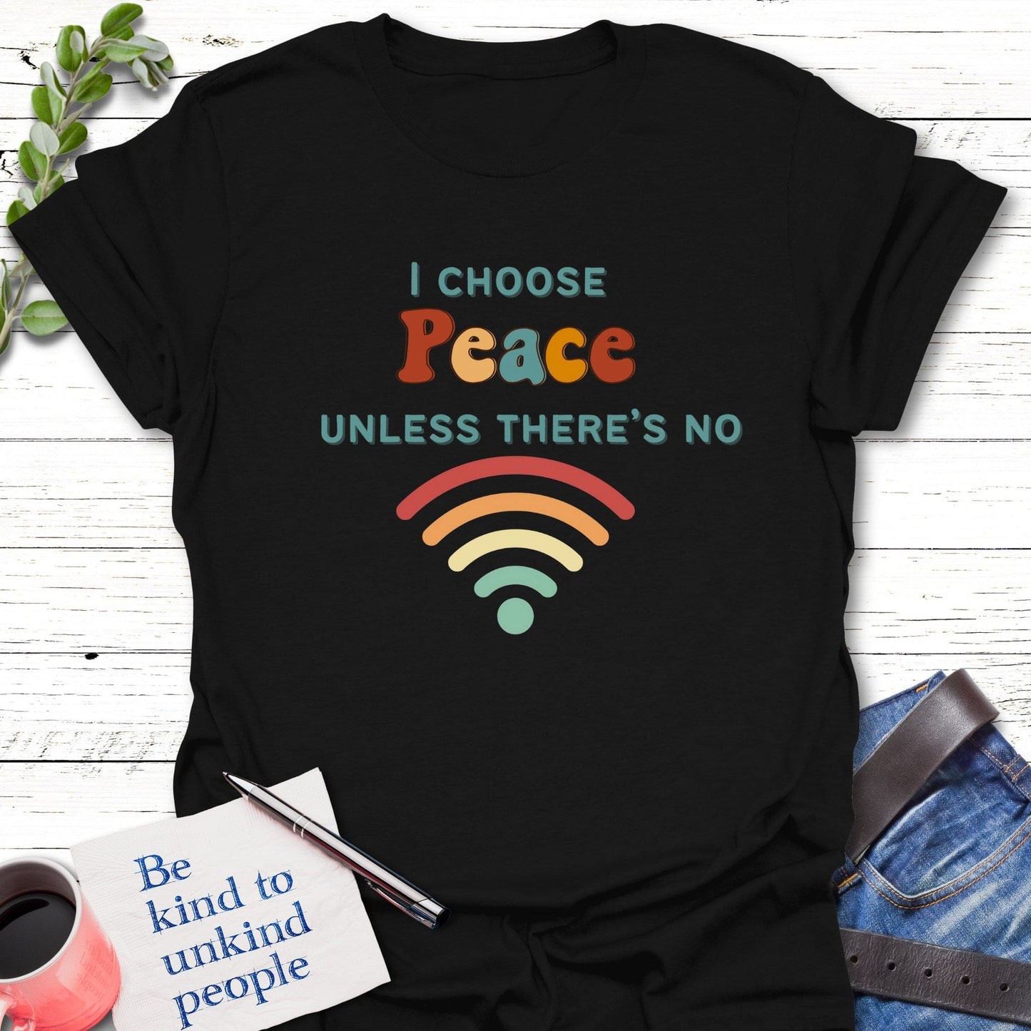T-Shirt Black / S Zen with a Signal T-Shirt Echo Kindness Printify