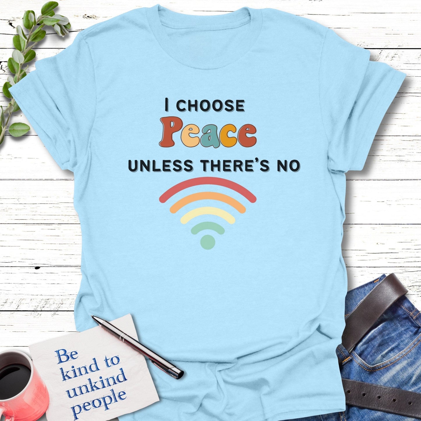 T-Shirt Light Blue / S Zen with a Signal T-Shirt Echo Kindness Printify