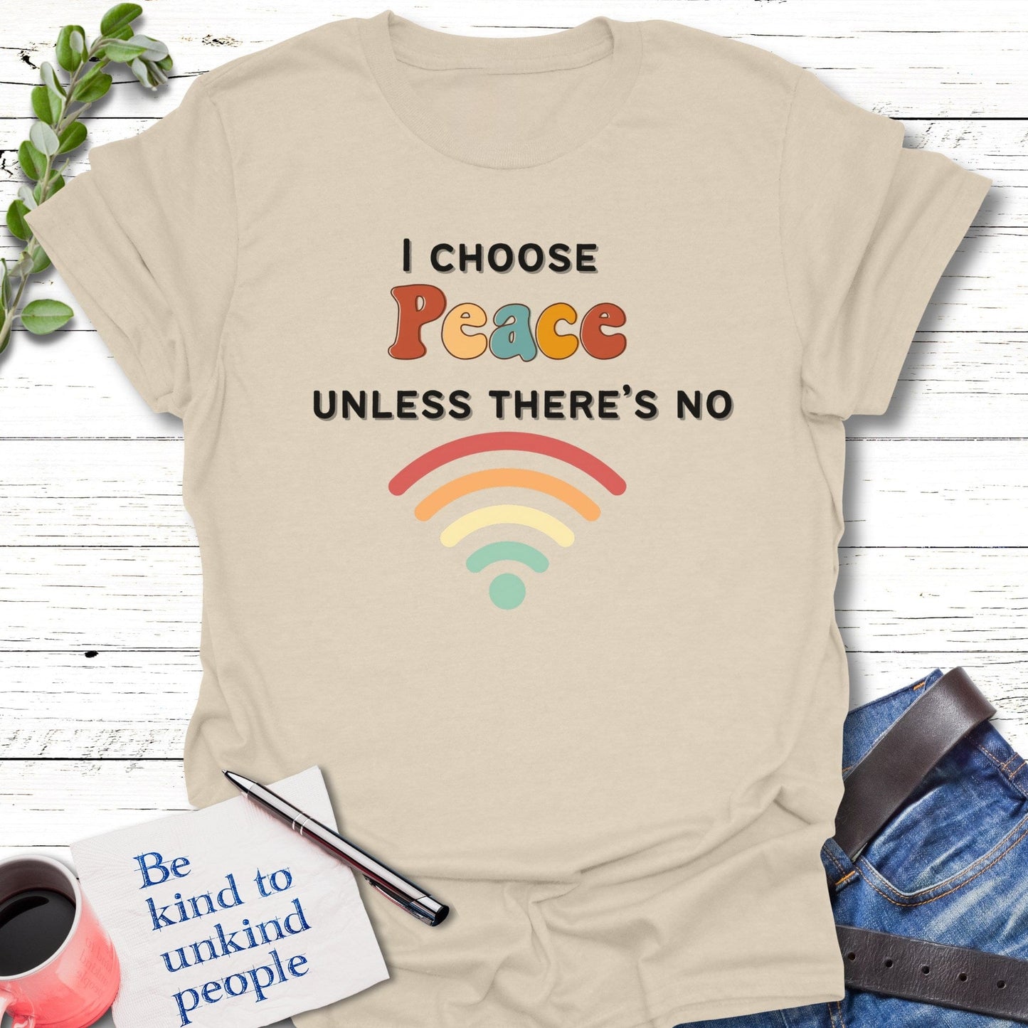 T-Shirt Natural / S Zen with a Signal T-Shirt Echo Kindness Printify