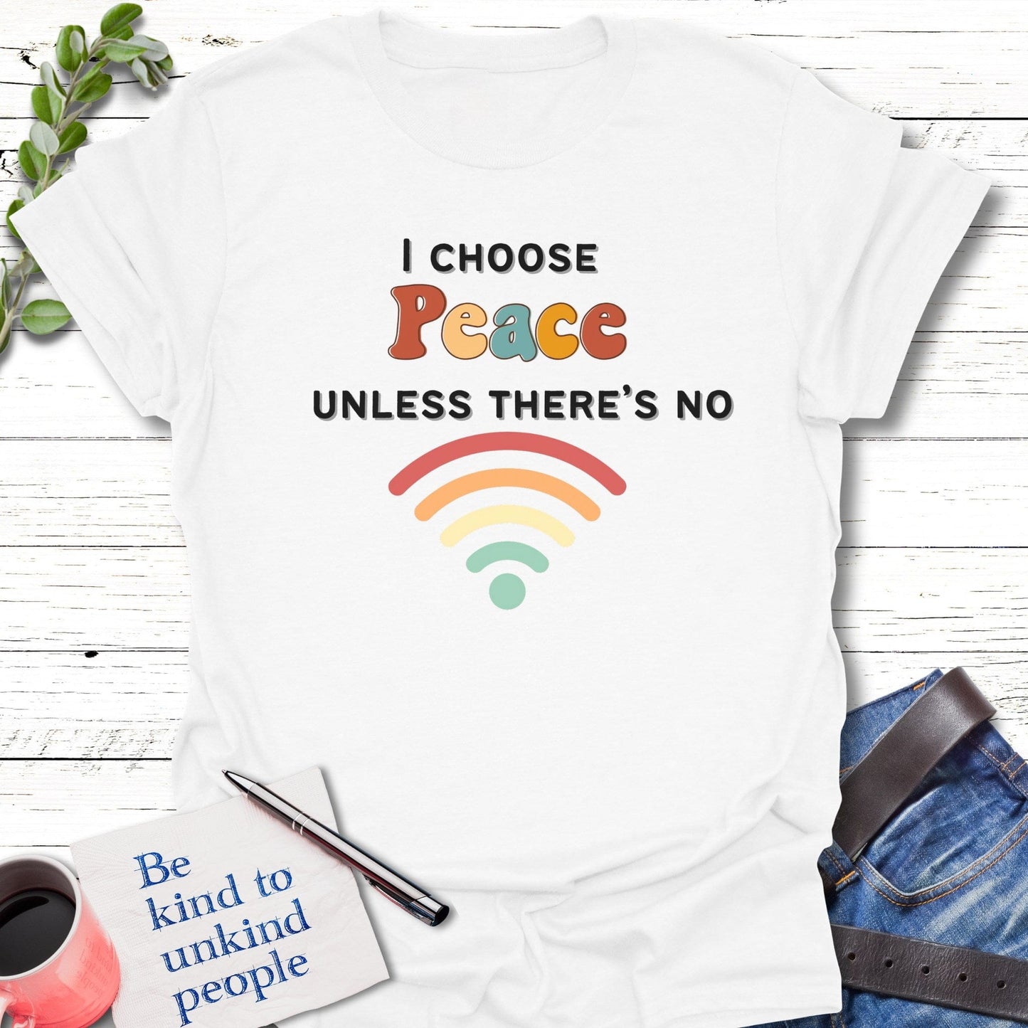 T-Shirt White / S Zen with a Signal T-Shirt Echo Kindness Printify