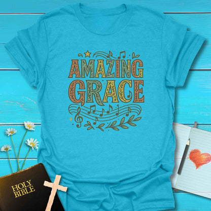 T-Shirt Heather Galapagos Blue / S Amazing Grace Notes T-Shirt Echo Kindness Printify