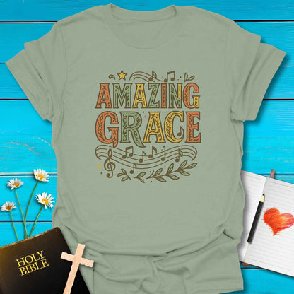 T-Shirt Sage / S Amazing Grace Notes T-Shirt Echo Kindness Printify