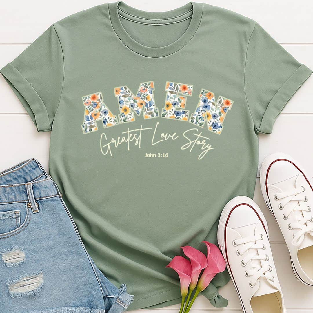 T-Shirt Sage / S Amen Greatest Love Story T-Shirt Echo Kindness