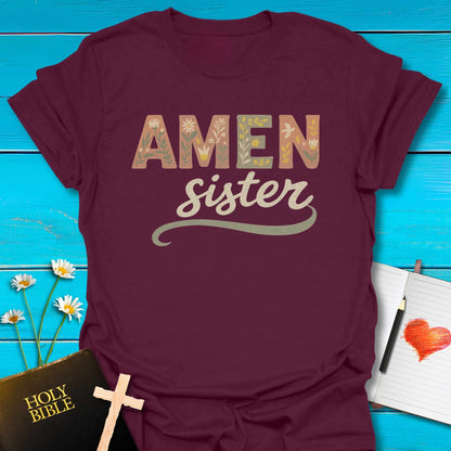 T-Shirt Maroon / S Amen Sister T-Shirt Echo Kindness Printify