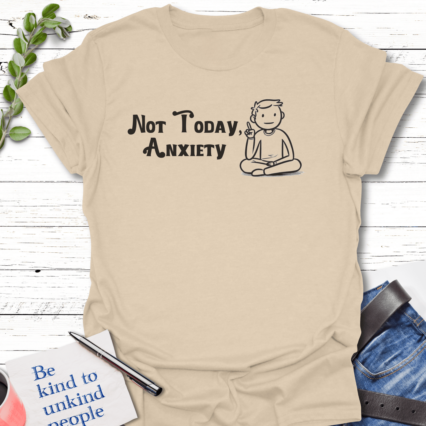 T-Shirt Sand / S Anxiety Blocker T-Shirt Echo Kindness Printify