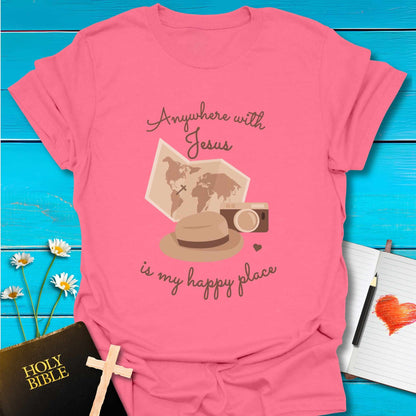 T-Shirt Coral Silk / S Anywhere with Jesus T-Shirt Echo Kindness Printify