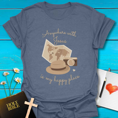 T-Shirt Heather indigo / S Anywhere with Jesus T-Shirt Echo Kindness Printify