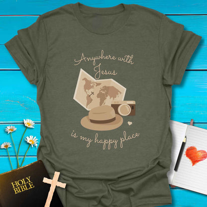 T-Shirt Heather Military Green / S Anywhere with Jesus T-Shirt Echo Kindness Printify
