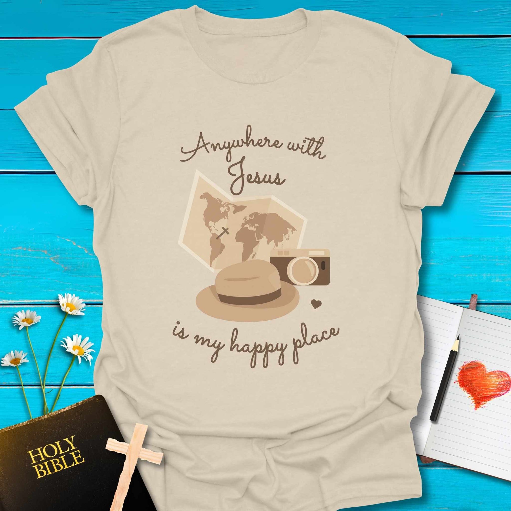 T-Shirt Natural / S Anywhere with Jesus T-Shirt Echo Kindness Printify