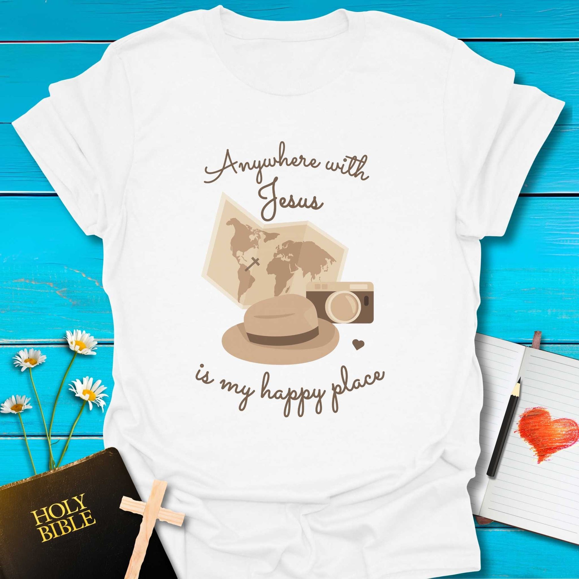 T-Shirt White / S Anywhere with Jesus T-Shirt Echo Kindness Printify