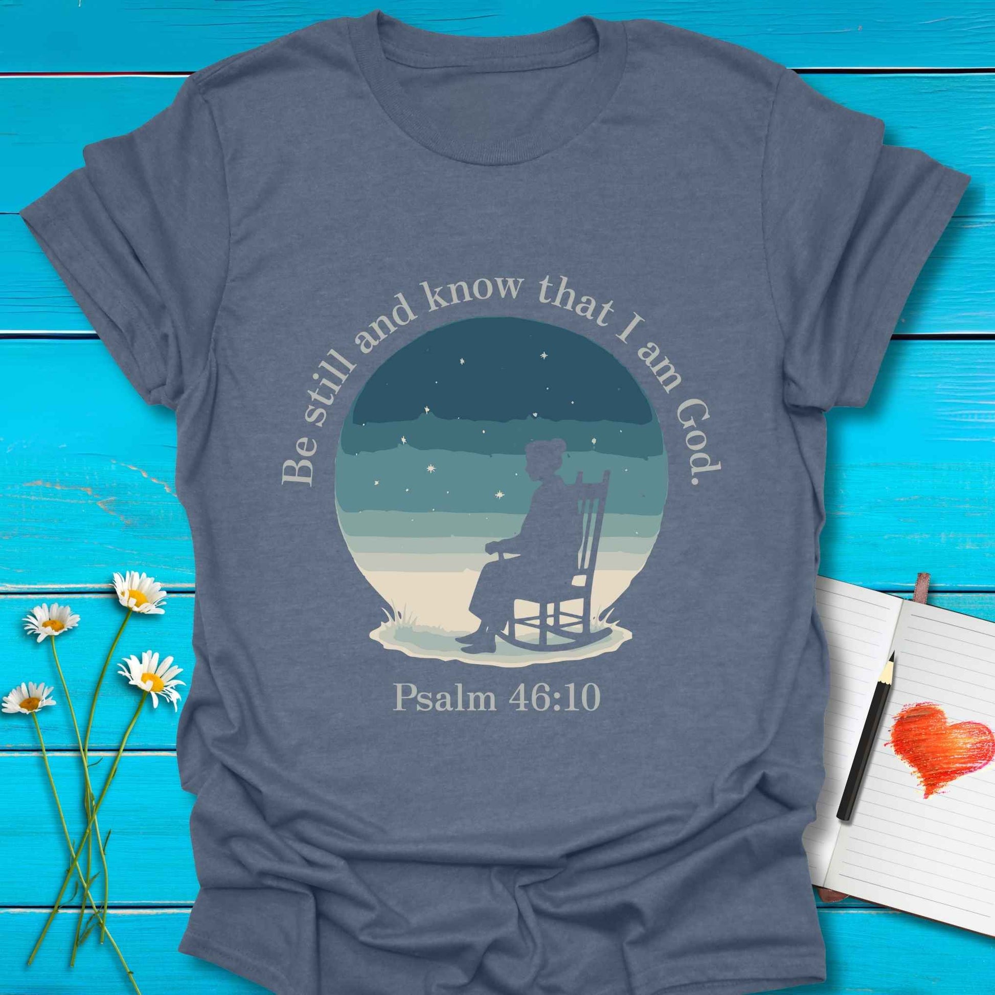 T-Shirt Heather indigo / S Be Still T-Shirt Echo Kindness Printify