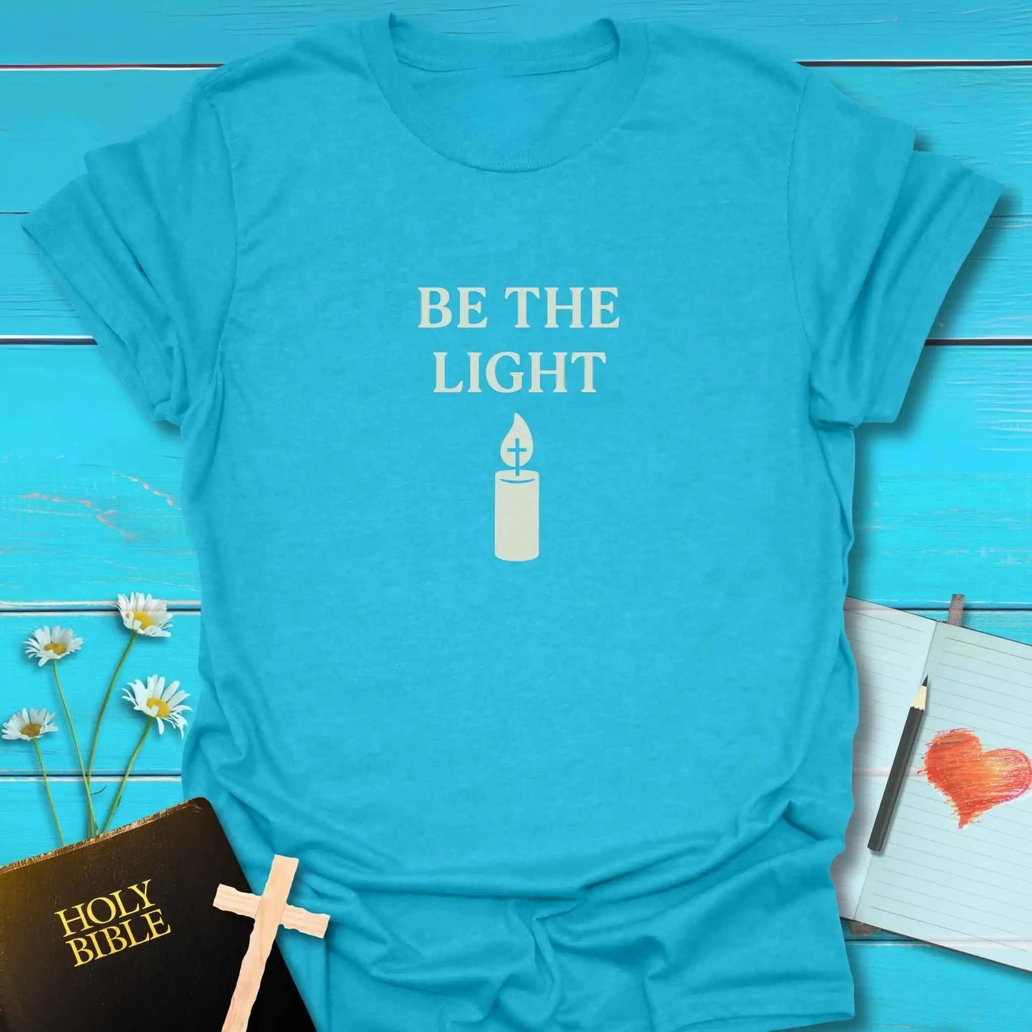 T-Shirt Heather Galapagos Blue / S Be the Candle Light T-Shirt Echo Kindness Printify