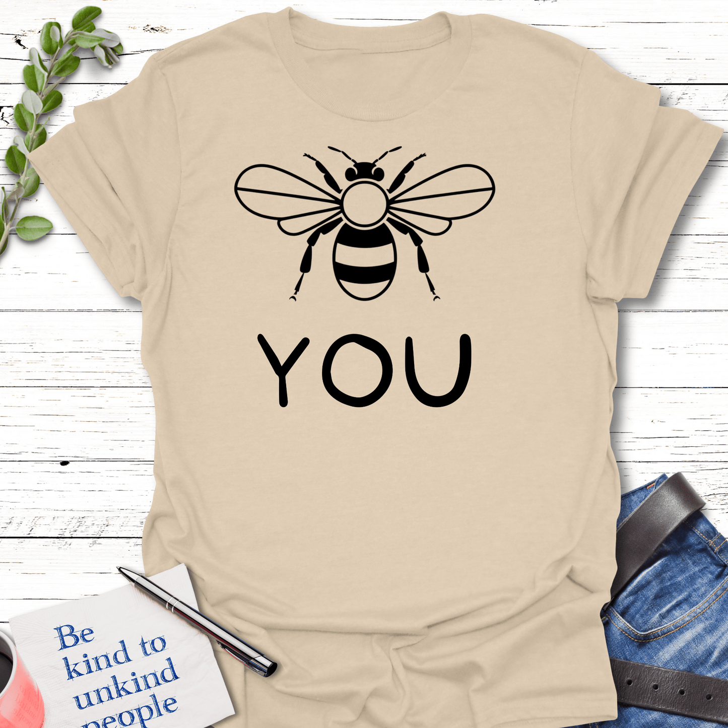 T-Shirt Sand / S Bee You T-Shirt Echo Kindness Printify