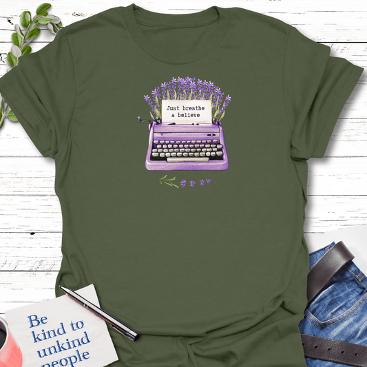 T-Shirt Military Green / S Believe Typed T-Shirt Echo Kindness Printify