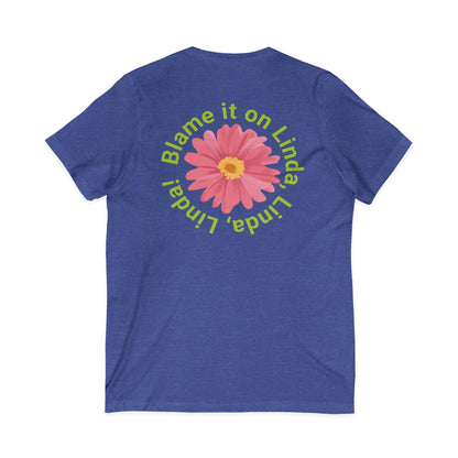 V-neck Blame It On Linda Floral Tee Echo Kindness