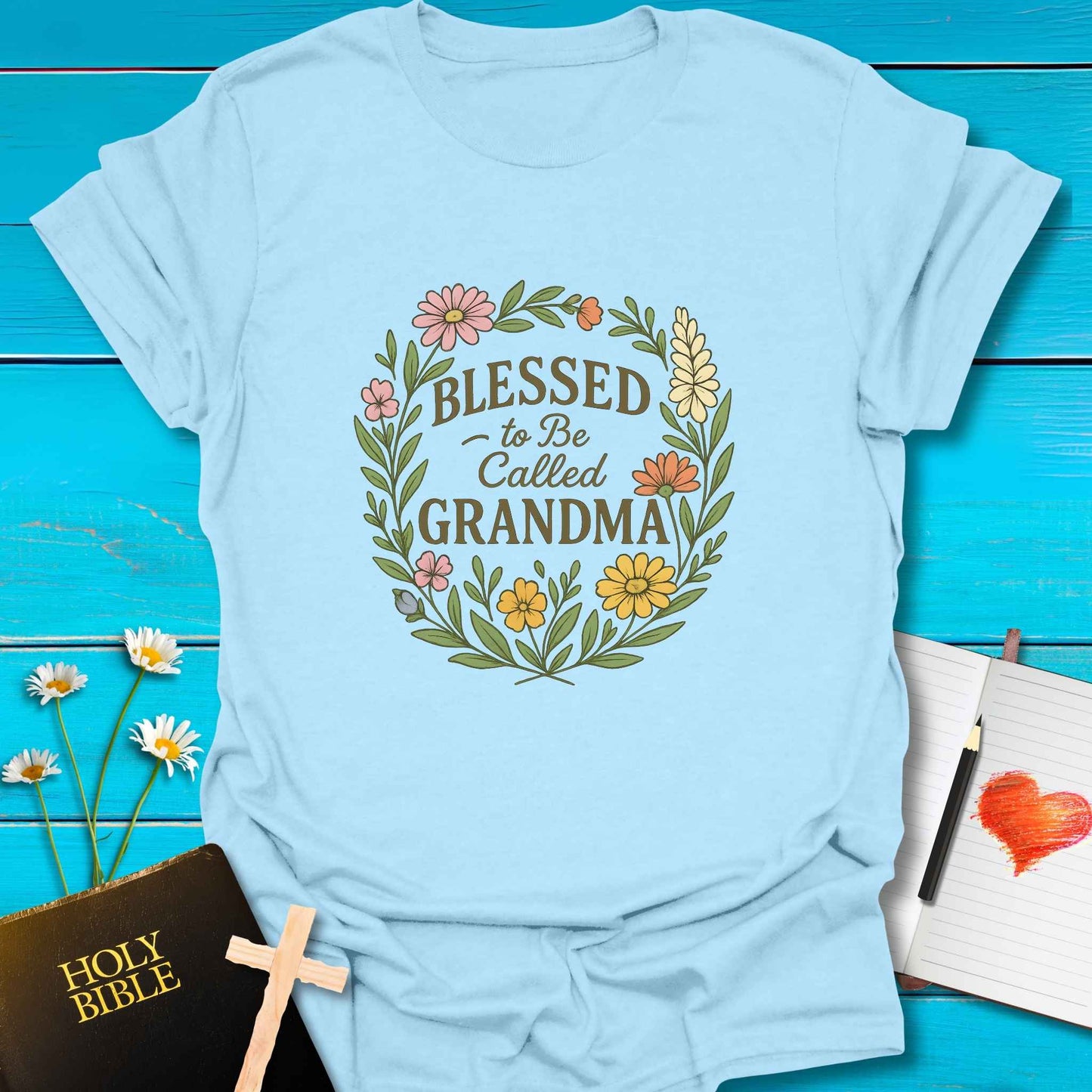 T-Shirt Light Blue / S Blessed Grandma T-Shirt Echo Kindness Printify
