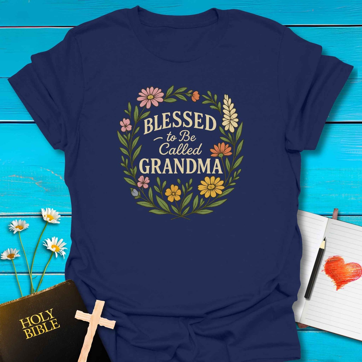 T-Shirt Navy / S Blessed Grandma T-Shirt Echo Kindness Printify