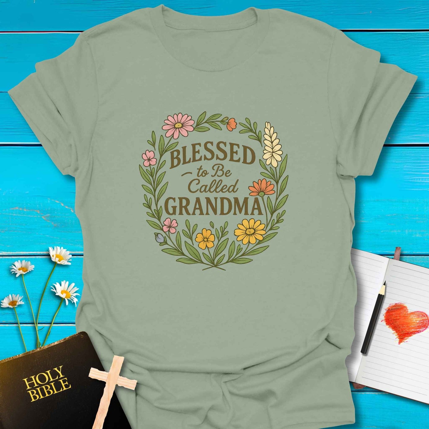 T-Shirt Sage / S Blessed Grandma T-Shirt Echo Kindness Printify