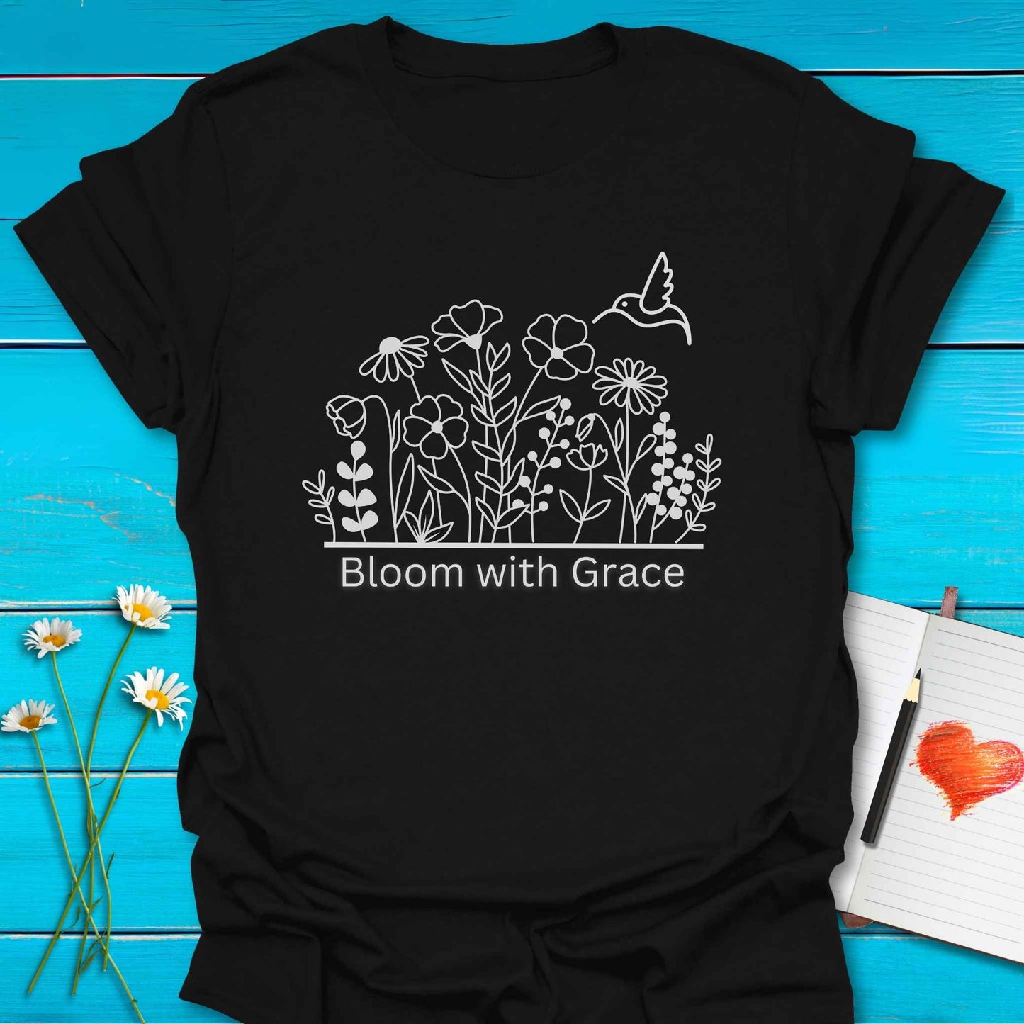 T-Shirt Black / S Blooming Grace T-Shirt Echo Kindness Printify