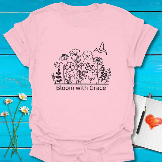 T-Shirt Light Pink / S Blooming Grace T-Shirt Echo Kindness Printify