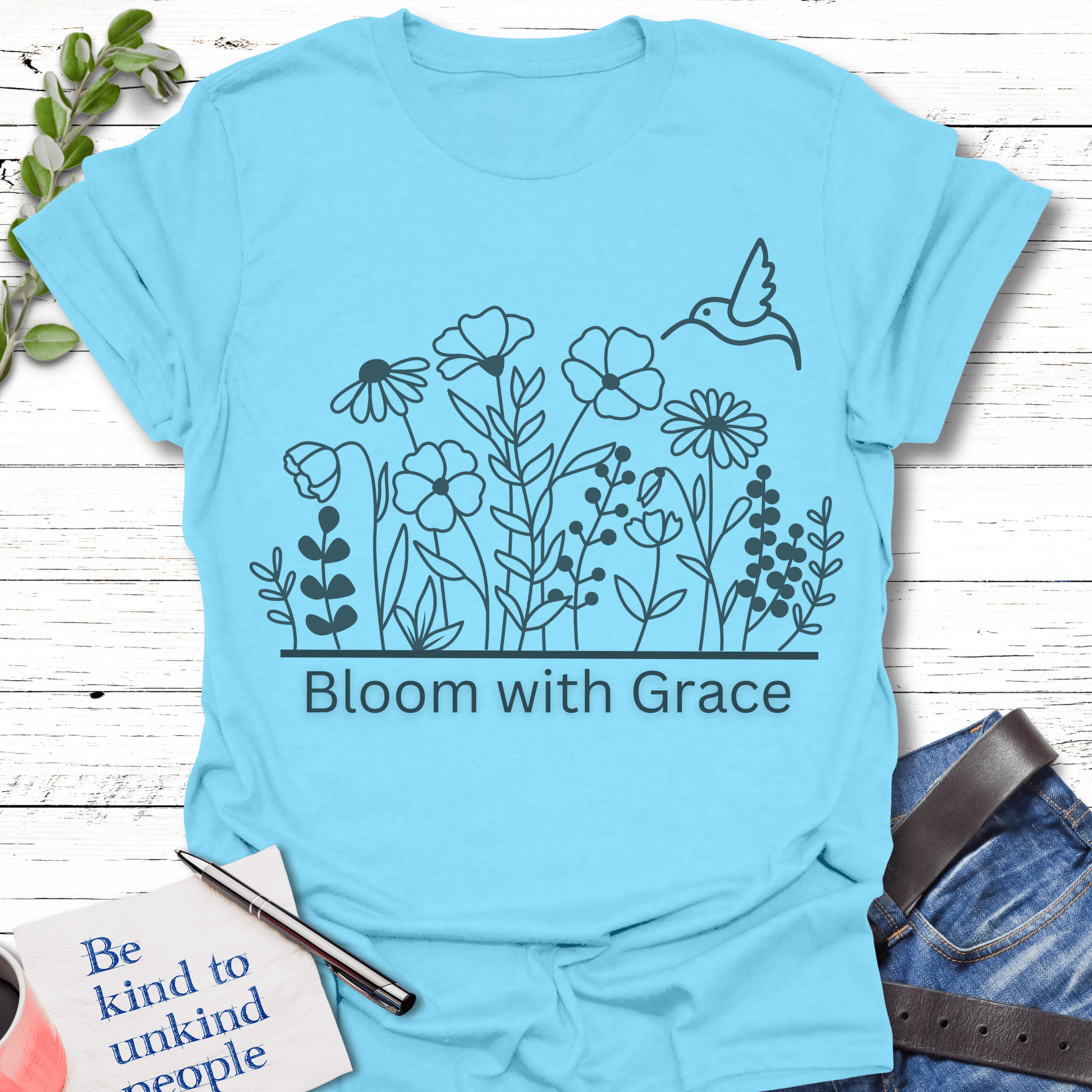 T-Shirt Sky / S Blooming Grace T-Shirt Echo Kindness Printify