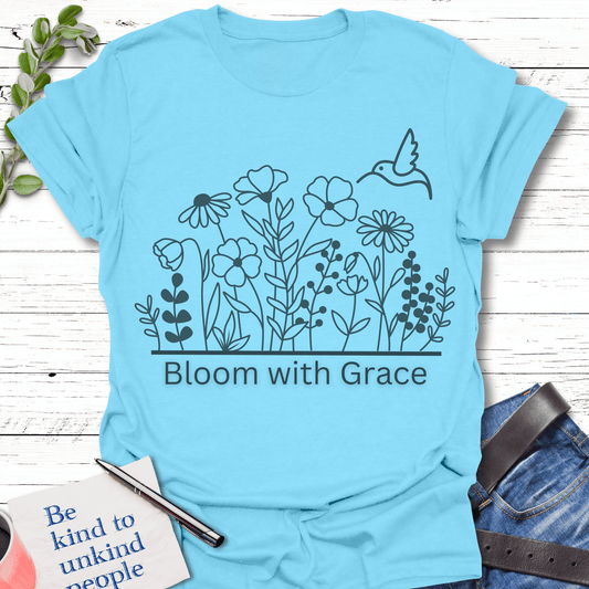 T-Shirt Sky / S Blooming Grace T-Shirt Echo Kindness Printify