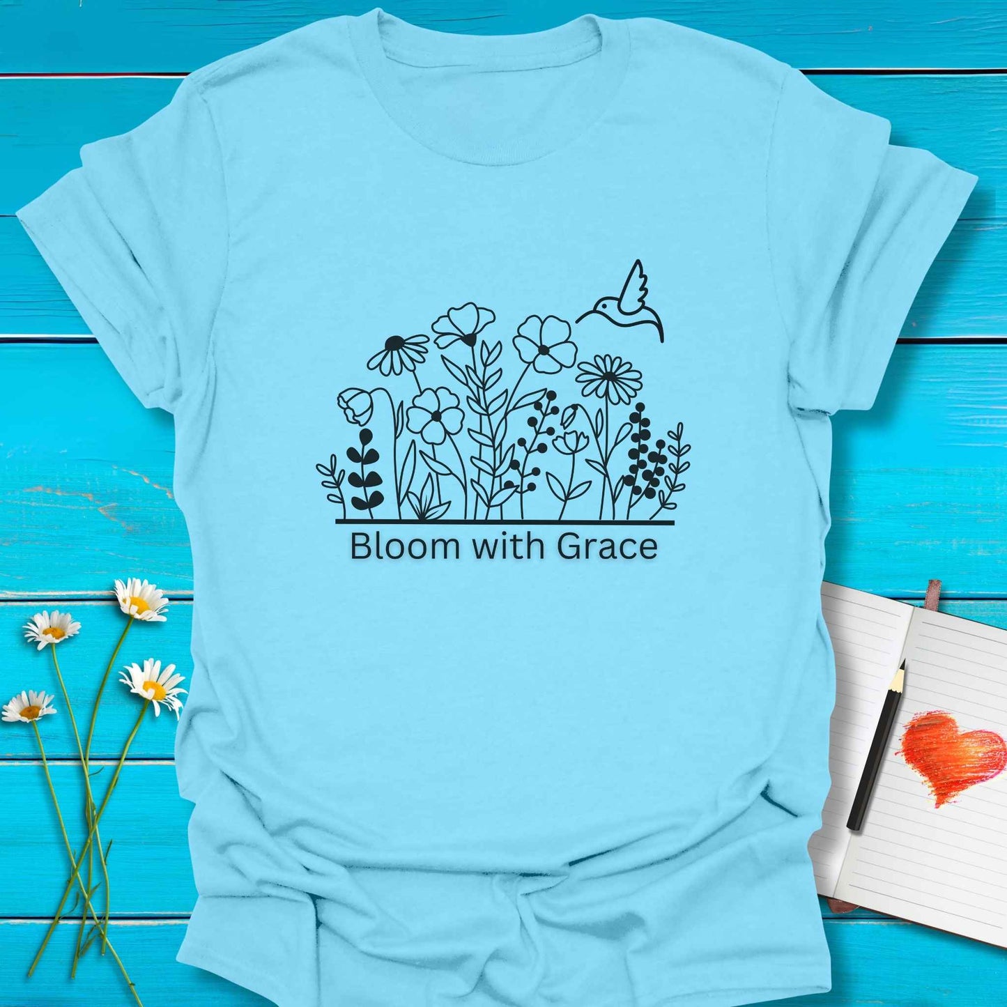 T-Shirt Sky / S Blooming Grace T-Shirt Echo Kindness Printify