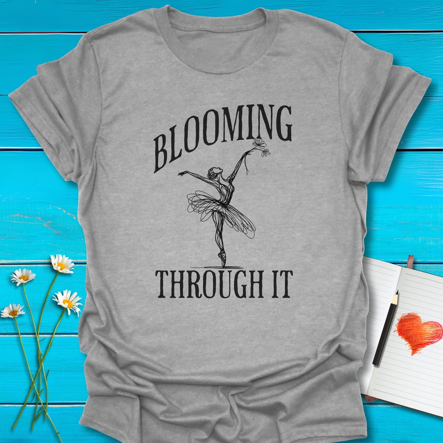 T-Shirt Sport Grey / S Blooming Through It T-Shirt Echo Kindness Printify