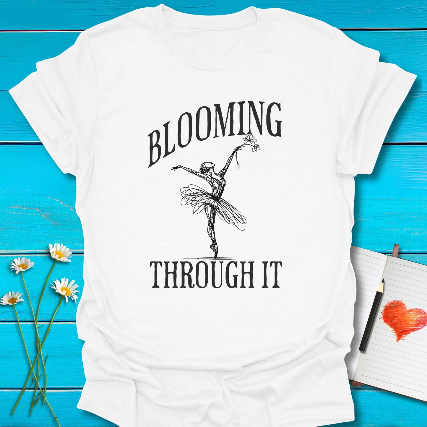 T-Shirt White / S Blooming Through It T-Shirt Echo Kindness Printify