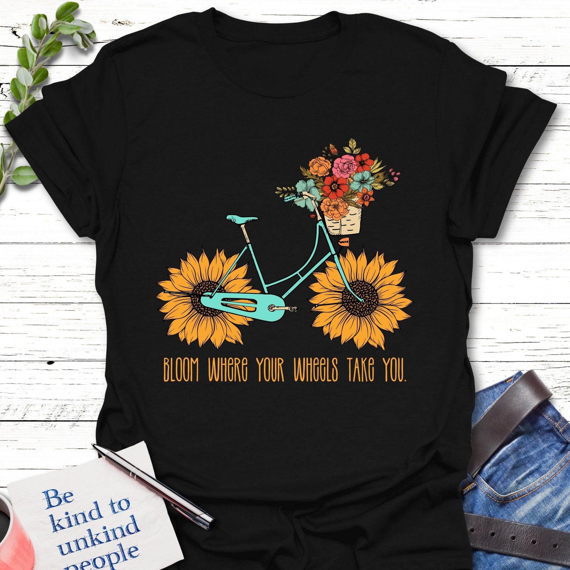 T-Shirt Black / S Blooming Wheels T-Shirt Echo Kindness Printify