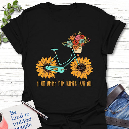 T-Shirt Black / S Blooming Wheels T-Shirt Echo Kindness Printify