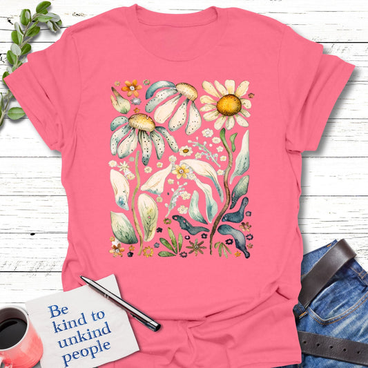 T-Shirt Coral Silk / S Boho Bloom Garden T-Shirt Echo Kindness Printify