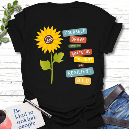 T-Shirt Black / S Bold Sunflower T-Shirt Echo Kindness Printify