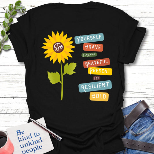 T-Shirt Black / S Bold Sunflower T-Shirt Echo Kindness Printify