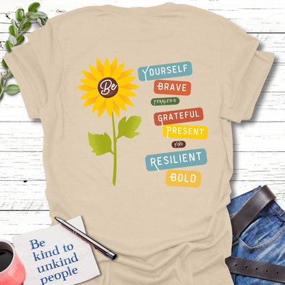 T-Shirt Sand / S Bold Sunflower T-Shirt Echo Kindness Printify