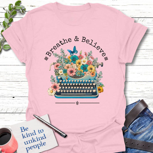 T-Shirt Light Pink / S Breathe and Believe Peace T-Shirt Echo Kindness Printify
