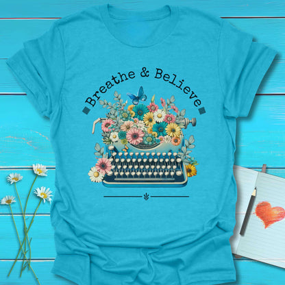 T-Shirt Heather Galapagos Blue / S Breathe and Believe T-Shirt Echo Kindness Printify