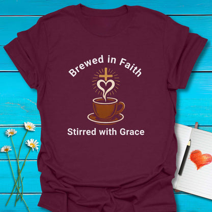 T-Shirt Maroon / S Brewed in Faith T-Shirt Echo Kindness Printify